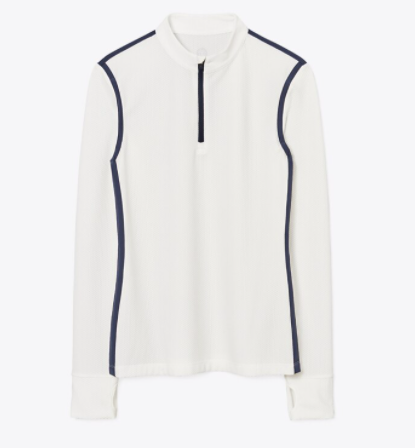 Tory Burch Reflective-Stripe Quarter-Zip Pullover