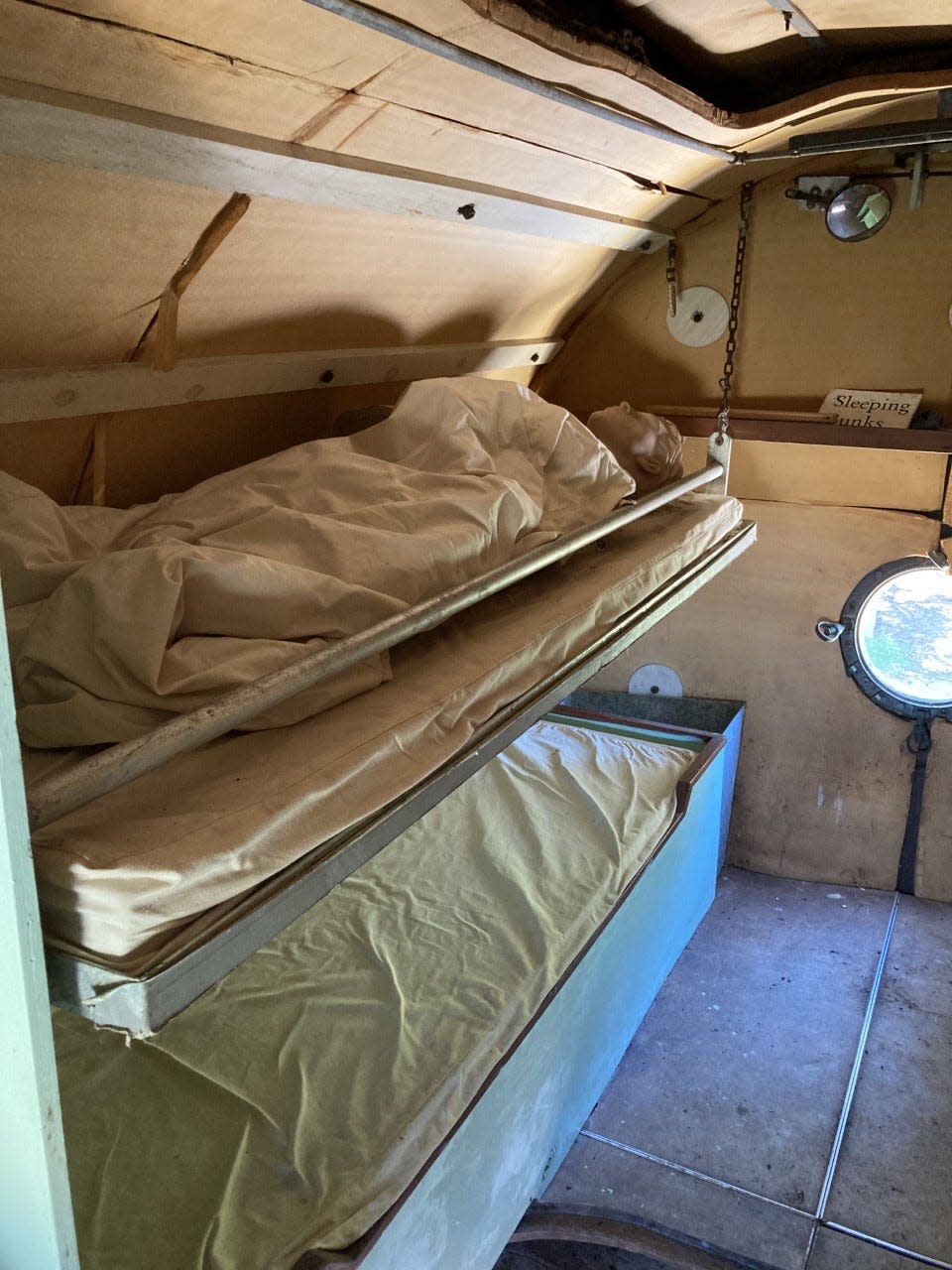 Bunk beds are seen inside EDALHAB (Engineering Design and Analysis Laboratory Habitat) on the lawn of the Seacoast Science Center at Odiorne Point State Park in Rye during a 50th anniversary celebration Sunday, June 5, 2022.