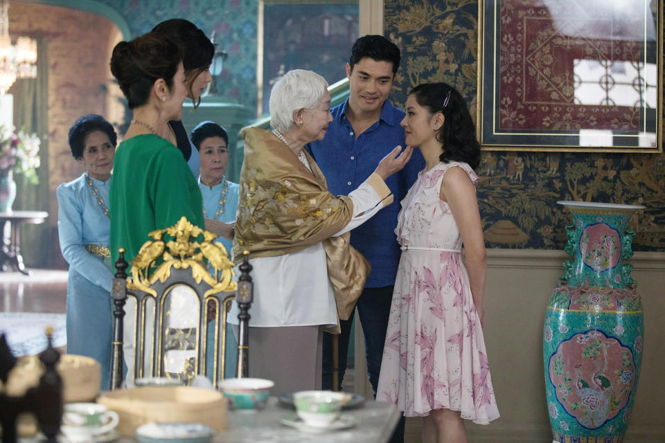 <em>Crazy Rich Asians</em> director Jon M. Chu recruited an ensemble that included, from left (in foreground): Michelle Yeoh, Gemma Chan, Lisa Lu, Henry Golding, and Constance Wu. (Photo: Warner Bros. Pictures/Courtesy Everett Collection)