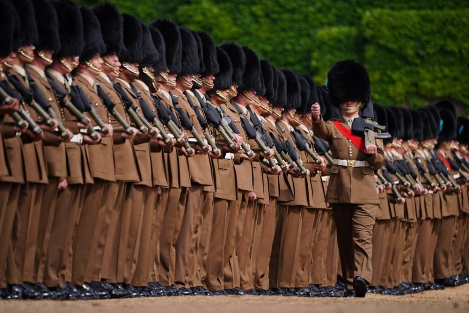 Military personnel line-up at the Brigade Major’s Review on Thursday (PA/Dominic Lipinski) (PA Wire)