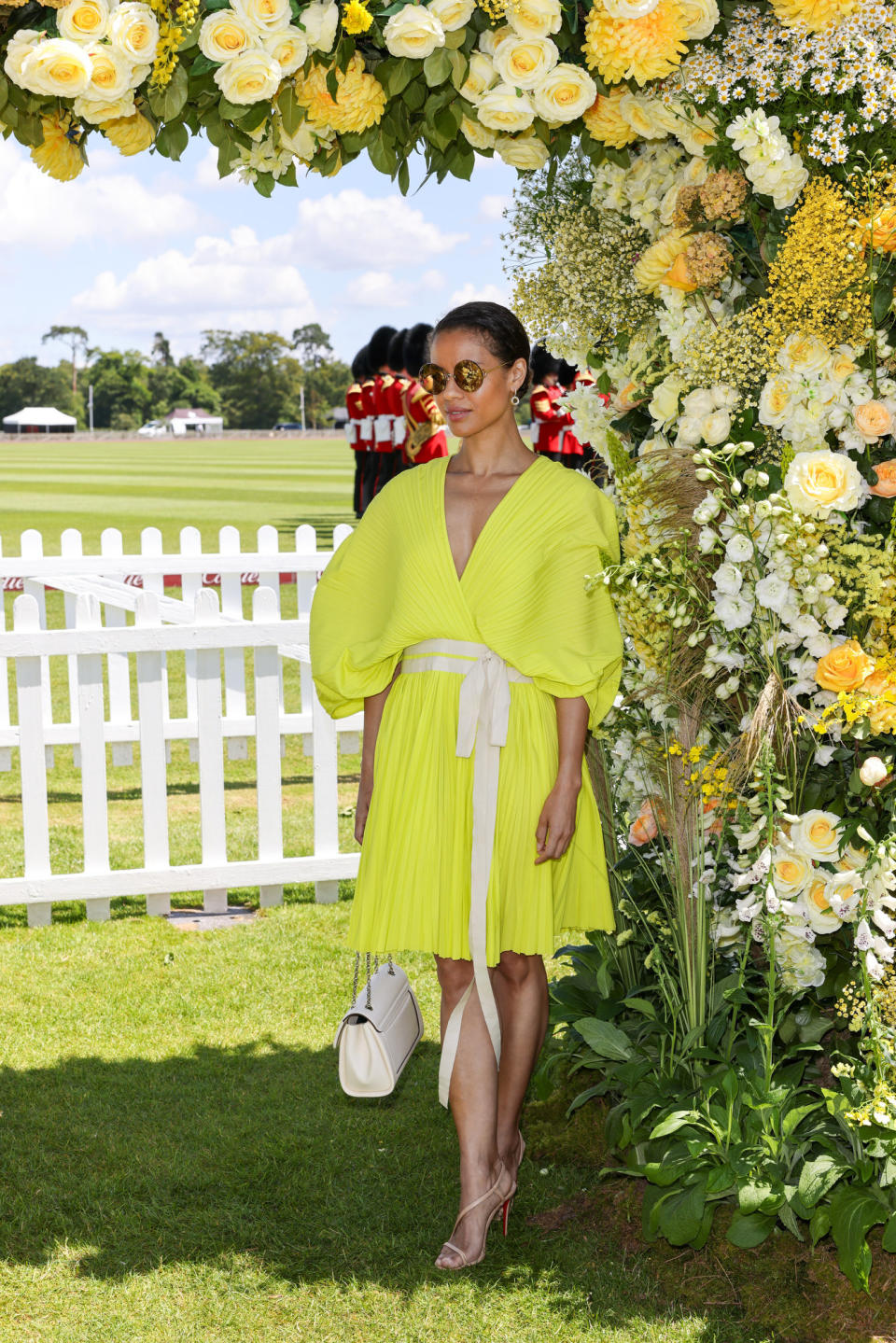 EGHAM, ENGLAND - JUNE 16: Gugu Mbatha-Raw attends the Cartier Queen's Cup Polo at Guards Polo Club on June 16, 2024 in Egham, England. (Photo by Dave Benett/Getty Images for Cartier)