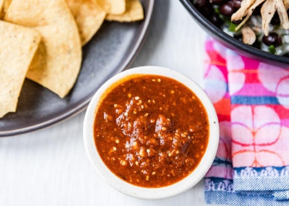 <p>Culinary Hill</p><p>Break open that bag of tortilla chips; this salsa is ready to dip in just under twenty minutes.</p><p><strong>Get the recipe: </strong><a href="https://www.culinaryhill.com/chipotle-hot-salsa-copycat/" rel="nofollow noopener" target="_blank" data-ylk="slk:Chipotle Hot Salsa Recipe (Copycat);elm:context_link;itc:0;sec:content-canvas" class="link ">Chipotle Hot Salsa Recipe (Copycat)</a></p>