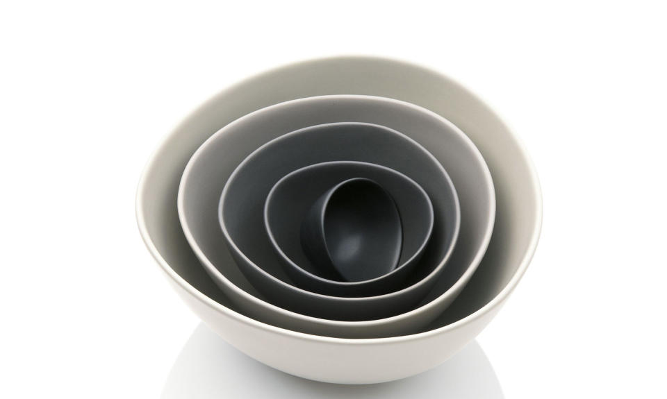 <p>Nesting bowl five-piece set, $30, <a rel="nofollow noopener" href="https://www.crateandbarrel.com/5-piece-roscoe-nesting-bowl-set/s184853" target="_blank" data-ylk="slk:crateandbarrel.com;elm:context_link;itc:0;sec:content-canvas" class="link ">crateandbarrel.com</a> </p>