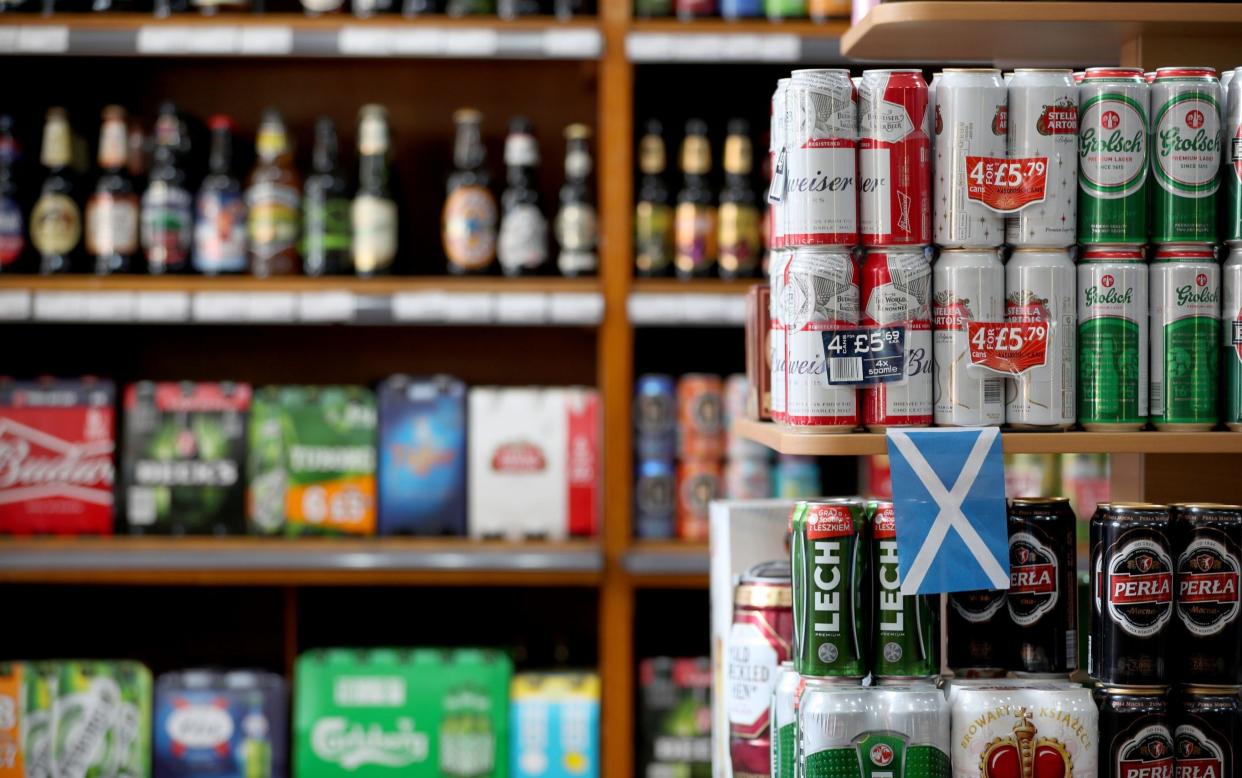 Undated file photo of alcohol for sale in an Edinburgh off-licence