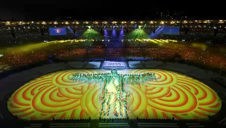 2016 Rio Olympics - Closing ceremony - Maracana - Rio de Janeiro, Brazil - 21/08/2016. Performers take part in the closing ceremony. REUTERS/Fabrizio Bensch