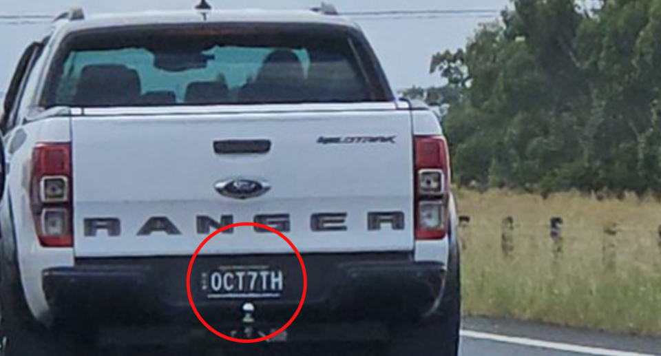 Number plates appearing to reference the date a horrific attack was launched by Hamas in NSW. 