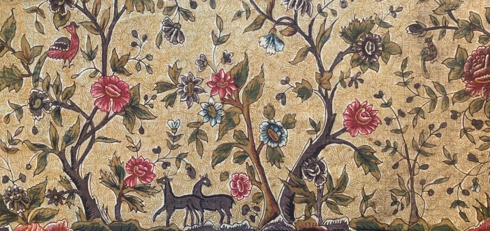Painted-and-dyed cotton border from a palampore, Indian (Coromandel Coast), for the Western market, ca. 1770s. Descended in a Salem, Mass. fam.