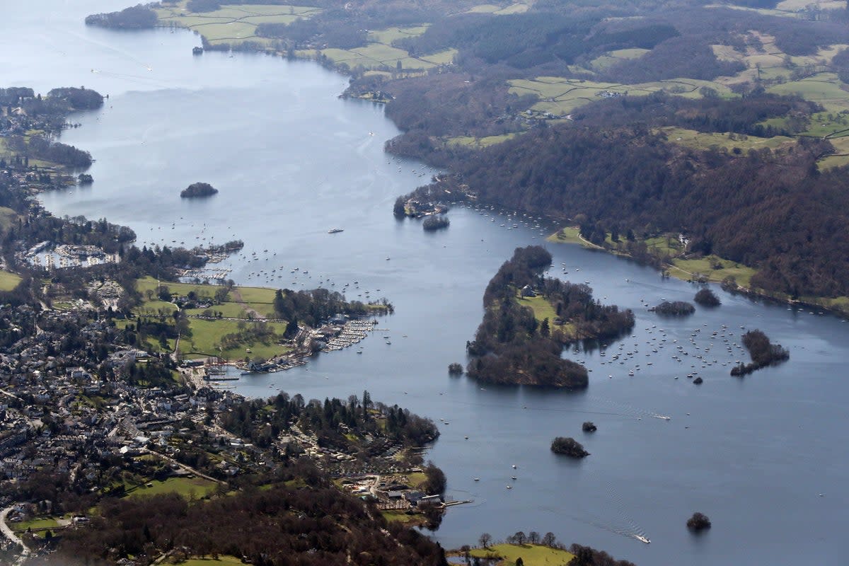 A aerial view of Lake Windermere in the Lake District, Cumbria (Owen Humphreys/PA) (PA Archive)