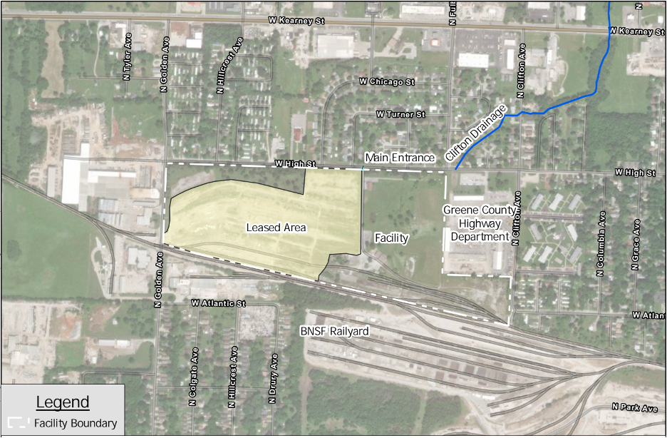 The location of the old Kerr-McGee facility in northwest Springfield is shown using a dashed white border.