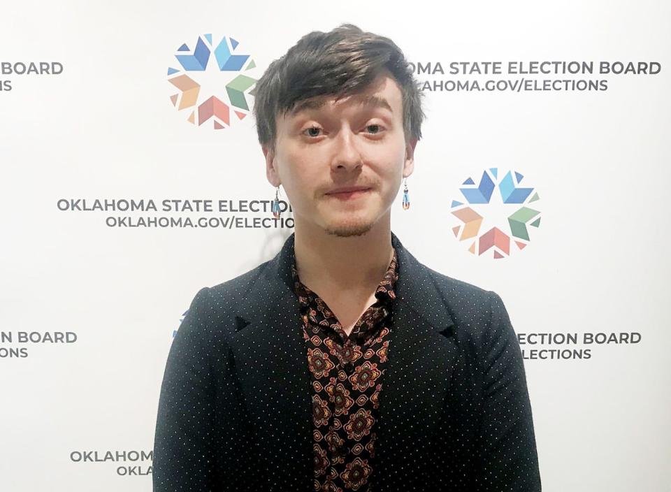 Carter Rogers, an independent candidate for Oklahoma House District 37. Rogers filed his candidacy papers on Friday at the Oklahoma Capitol. He is 22 years old and is from Fairfax.