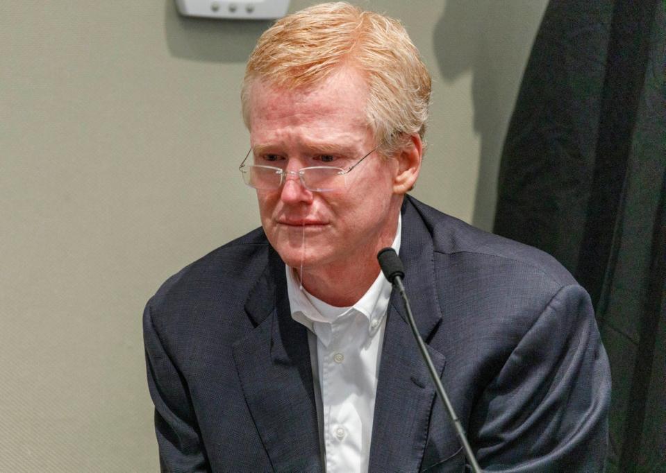 Alex Murdaugh gives testimony during his murder trial at the Colleton County Courthouse in Walterboro, S.C. (AP)