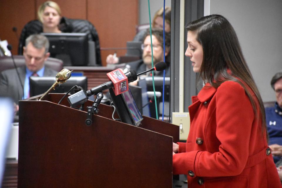 Kimberly Calcote told the Williamson County School board her concerns about the 'Wit & Wisdom' curriculum at its meeting on Feb. 21, 2022. Her concerns are part of the reason she hopes to send her one of her four children to USA Classical Academy, a proposed charter school that will undergo board approval.