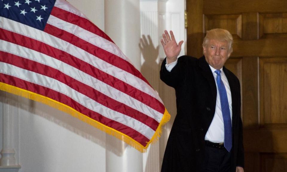 Donald Trump on the steps of his clubhouse in November. Membership fees run to $18,000 a year – on top of a $350,000 joining fee.