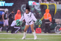 <p>New York Jets FlightCrew Cheerleaders perform during the National Football League game between the New York Jets and the Atlanta Falcons on October 29, 2017, at Met Life Stadium in East Rutherford, NJ. (Photo by Rich Graessle/Icon Sportswire via Getty Images) </p>