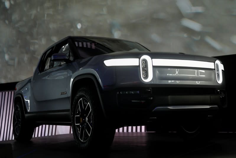 FILE PHOTO: Rivian introduces R1T all-electric pickup truck at LA Auto Show in Los Angeles