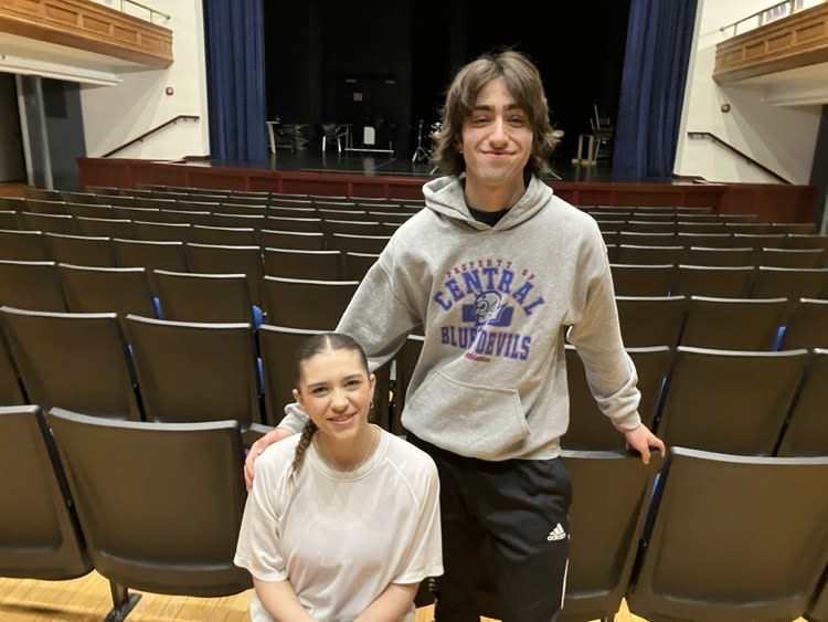 Central senior Shyam Devasthali and junior Lillian Scodeller are both in the Concert Chorale and Central Singers Inc. show choir (photo by Jonathan Turner).
