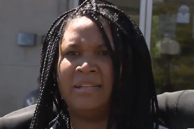 <p>16 WAPT News Jackson/Youtube</p> Violet Horne speaks at a press conference in March about the death of her 14-year-old son, Cameron Horne-Crook. The arm of her son, Bryson Horne-Wash, who was fatally shot the next month, is wrapped around her in support.