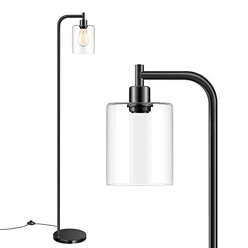 18) Industrial Floor Lamp with Hanging Glass Shade