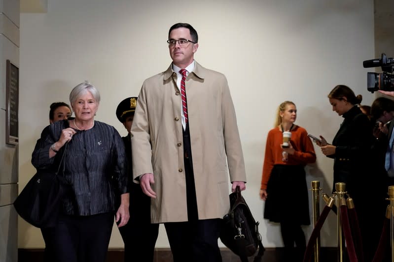 Timothy Morrison arrives for a closed-door deposition as part of the impeachment inquiry into U.S. President Trump in Washington.