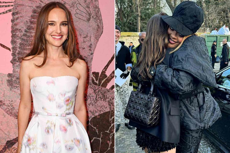 <p>Stephane Cardinale - Corbis/Corbis via Getty Images; Natalie Portman/Instagram</p> Natalie Portman; Natalie Portman and Rihanna meeting at Paris Fashion Week.