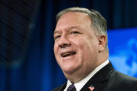 Secretary of State Mike Pompeo speaks during a news conference at the State Department, Wednesday, Oct. 14, 2020, in Washington. (AP Photo/Manuel Balce Ceneta, POOL)