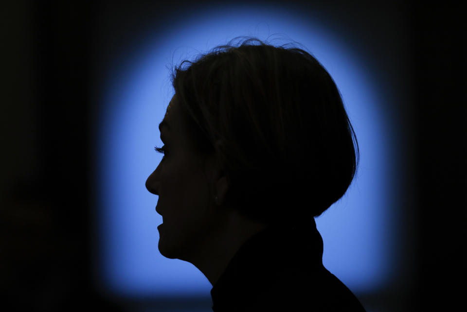 Iowa Gov. Kim Reynolds speaks during a news conference about an update on the state's response to the new coronavirus outbreak, Tuesday, March 10, 2020, at the Statehouse in Des Moines, Iowa. (AP Photo/Charlie Neibergall)