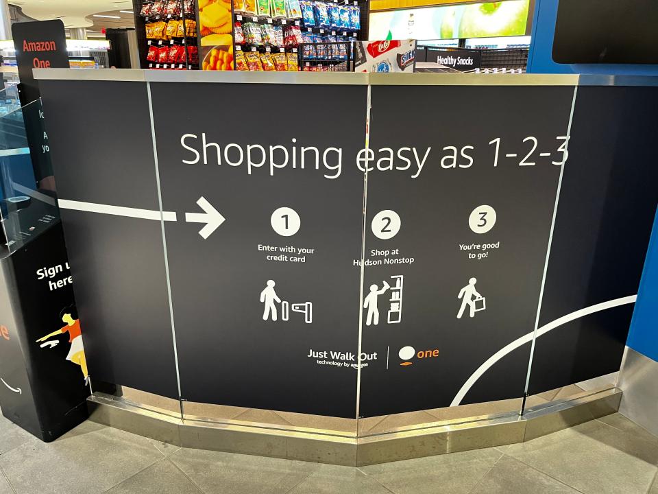 A Hudson Nonstop store at the Nashville International Airport is one of 140 third-party stores which uses Amazon's Just Walk Out technology. This allows customers to scan a payment method, walk in and shop and walk out.