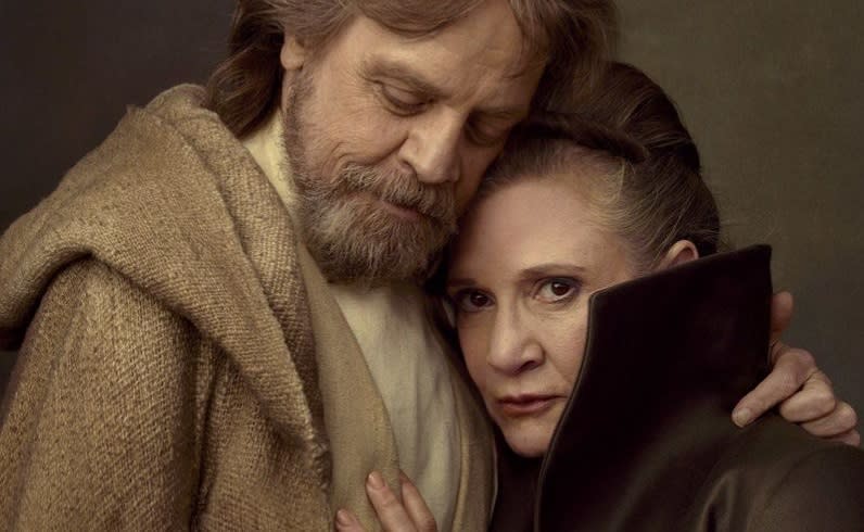 Mark Hamill's Luke Skywalker and Carrie Fisher's Leia Organa (credit: Annie Liebovitz for Vanity Fair)