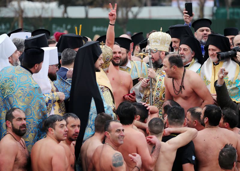 FILE PHOTO: Epiphany day celebrations by the Golden Horn in Istanbul