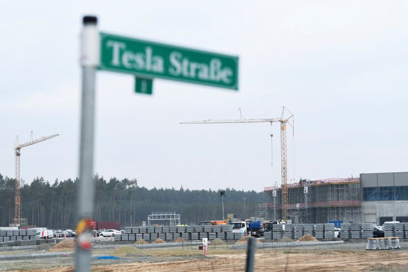 FILE PHOTO: Tesla's electric car factory in Gruenheide