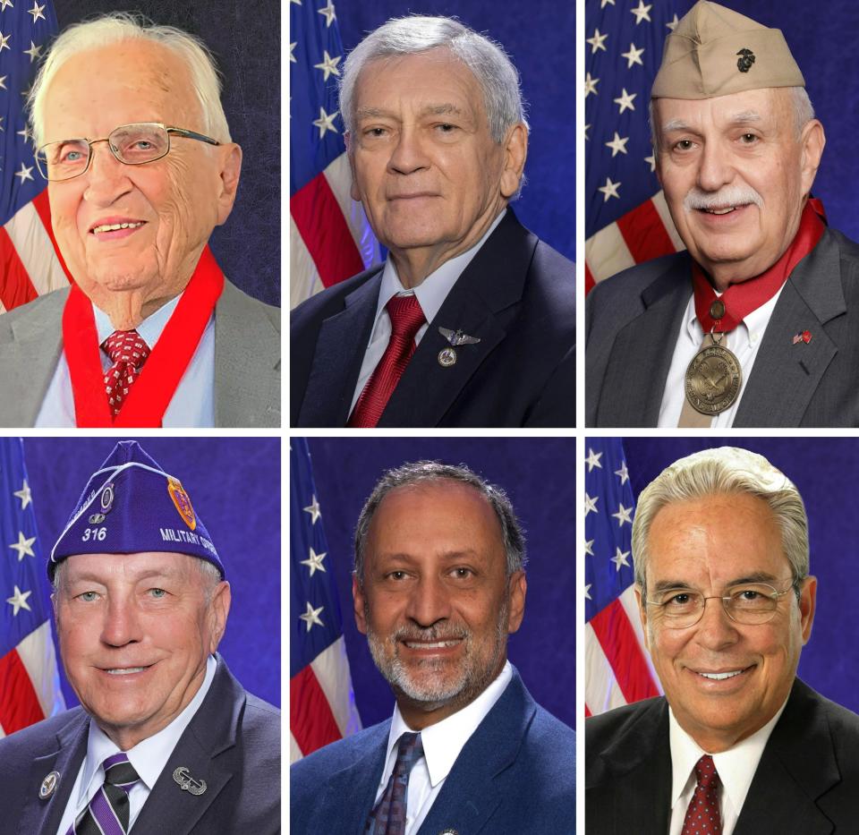 This week, Volusia County honored six veterans for their service in the military and beyond. From top left to bottom right: John Brinkley, Frank Farmer, Frank Hahnel, Rod Phillips, Jose Rosa and David Rose.