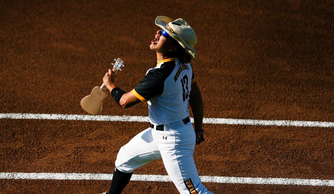 Madyson Espinosa is known for wearing cowboy hats and using props, like a ukulele, to help hype up the crowds at Shocker softball games.