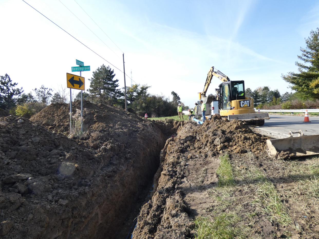 A crew from BK Layer of Perrysville works on Bucyrus' Stetzer Road water line project in early November at Stetzer and Beechgrove roads. Work on the project began Monday.