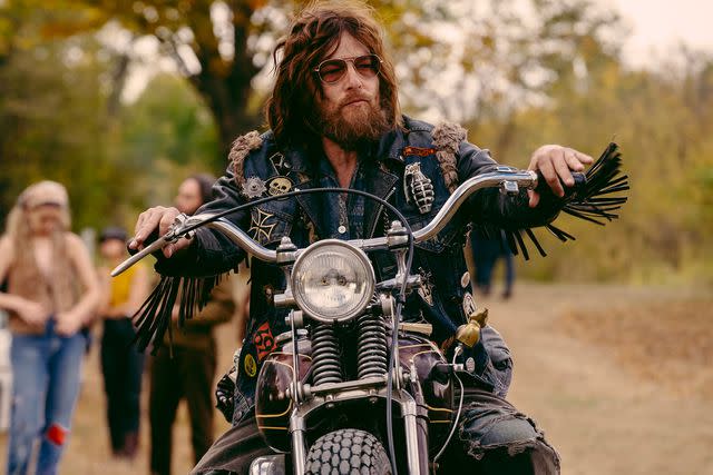 <p>Kyle Kaplan/Focus Features</p> Norman Reedus as Funny Sonny in 'The Bikeriders'