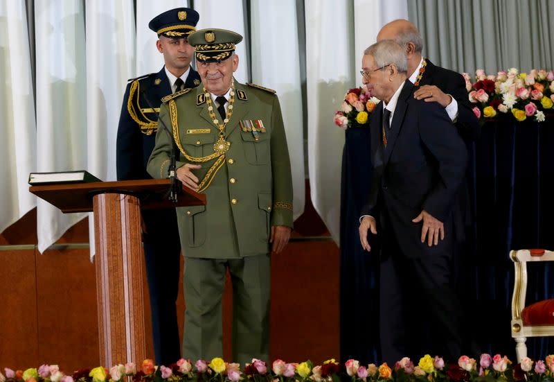 FILE PHOTO: Algeria's army chief Lieutenant-General Ahmed Gaed Salah is seen during a swearing-in ceremony in Algiers