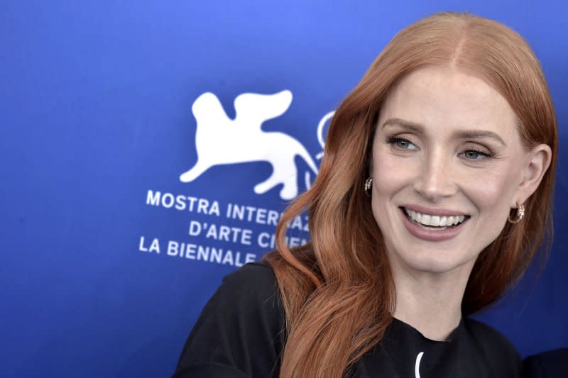 Jessica Chastain attends a photocall for the movie "Memory" at the Venice International Film Festival. Photo by Rocco Spaziani/UPI