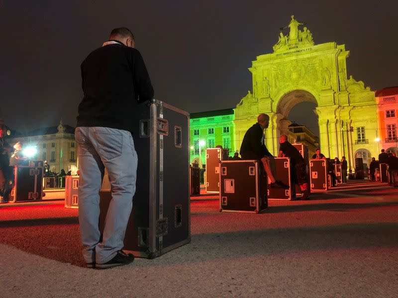 Live event workers protest in demand of more government support amid the coronavirus disease (COVID-19) pandemic in Lisbon