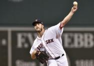 Sep 25, 2017; Boston, MA, USA; Boston Red Sox starting pitcher Drew Pomeranz (31) pitches during the first inning against the Toronto Blue Jays at Fenway Park. Mandatory Credit: Bob DeChiara-USA TODAY Sports