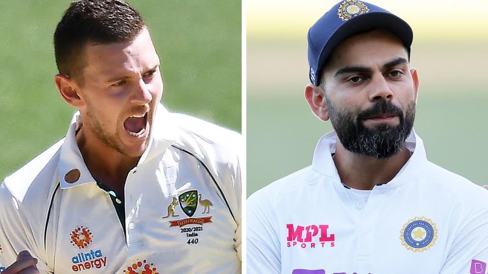 Josh Hazlewood helped ripped through the Indian batting order in their second innings to set up a shocking victory. Pictures: Getty IMages