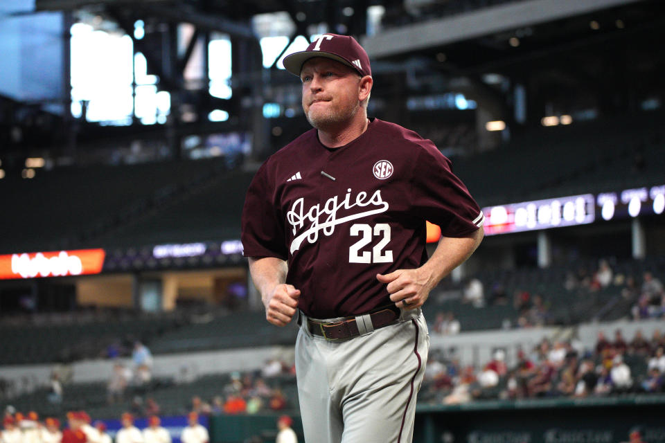 Texas A&M baseball coach Jim Schlossnagle has made seven trips to the College World Series in 23 years as a head coach. That includes this season; the Aggies play Tennessee in the CWS national championship game.