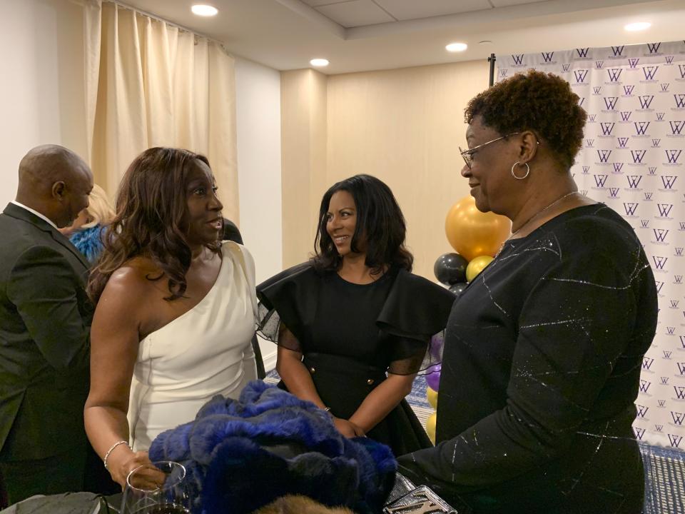 Michelle Carter (mother of retired NBA superstar Vince Carter), left, chats with Angela Moss Poole, center, and Lucille O'Neal (mother of retired NBA superstar Shaquille O'Neal) during the VIP reception prior to the start of the Wanda & Janice Wilson Foundation's annual charity gala to provide minority students with scholarships in January 2020. The event was held that year at the Hard Rock Hotel in Daytona Beach which will once again host this year's event on Saturday, Jan. 20, 2024.