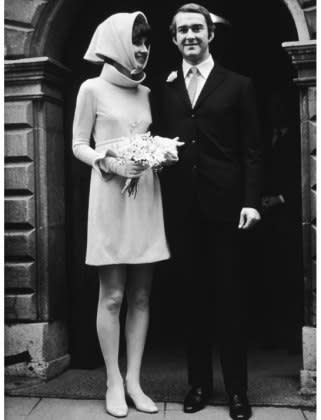 <div class="caption-credit"> Photo by: Courtesy of Getty Images</div><b>Audrey Hepburn: The Gamine Bride</b> <br> And the bride wore Givenchy! Audrey married Italian psychiatrist Andrea Dotti in Switzerland in 1969. We love that she opted for pale pink instead of white. The chic and mod wool dress and matching headscarf made for an ideal second-wedding ensemble. <br> <br> More from <i><b>Lucky</b></i>: <br> <a rel="nofollow noopener" href="http://www.luckymag.com/beauty/2011/12/15-Secrets-From-Top-Dermatologists?mbid=synd_yshine" target="_blank" data-ylk="slk:Secrets from Top Dermatologists;elm:context_link;itc:0;sec:content-canvas" class="link ">Secrets from Top Dermatologists</a> <br> <a rel="nofollow noopener" href="http://www.luckymag.com/blogs/luckyrightnow/2012/09/50-Unique-Engagement-Rings?mbid=synd_yshine" target="_blank" data-ylk="slk:50 Unique Engagement Rings;elm:context_link;itc:0;sec:content-canvas" class="link ">50 Unique Engagement Rings</a> <br>