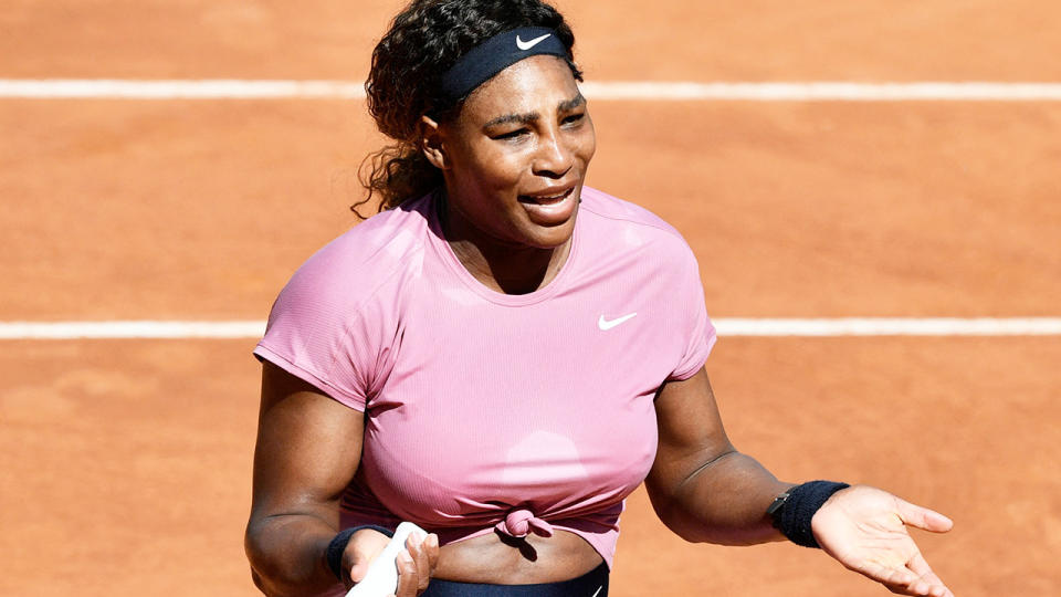 Serena Williams, pictured here during her match against Nadia Podoroska at the Italian Open.