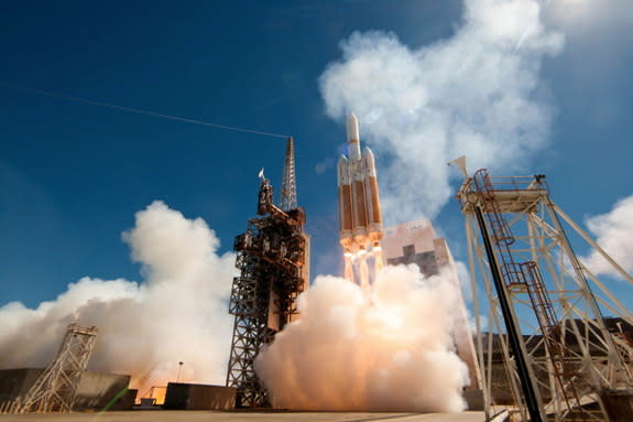 A United Launch Alliance (ULA) Delta 4 Heavy rocket carrying a payload for the National Reconnaissance Office (NRO) lifted off from Space Launch Complex-6 here at 11:03 a.m. PDT today. Designated NROL-65, the mission is in support of national