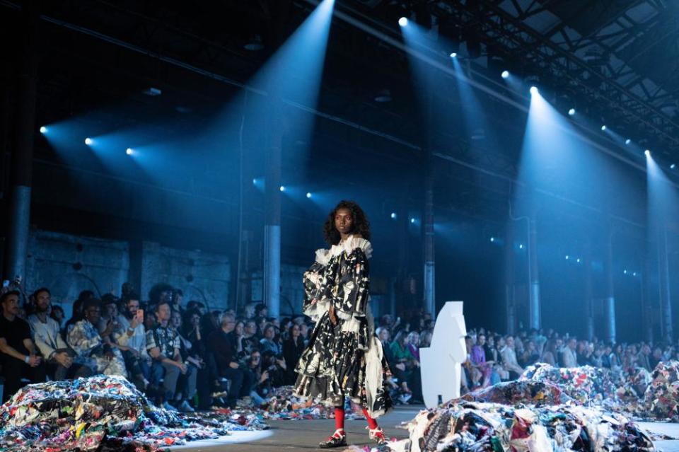 A model walks the runway during the Iordanes Spyridon Gogos show at Australian fashion week.