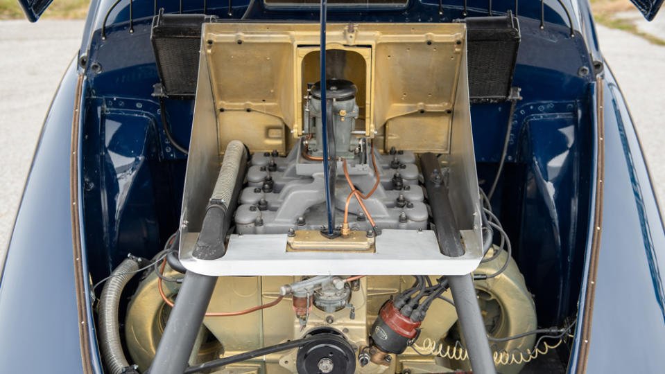 The 60 hp, 3.0-liter V-8 engine inside a 1934 Tatra T77.