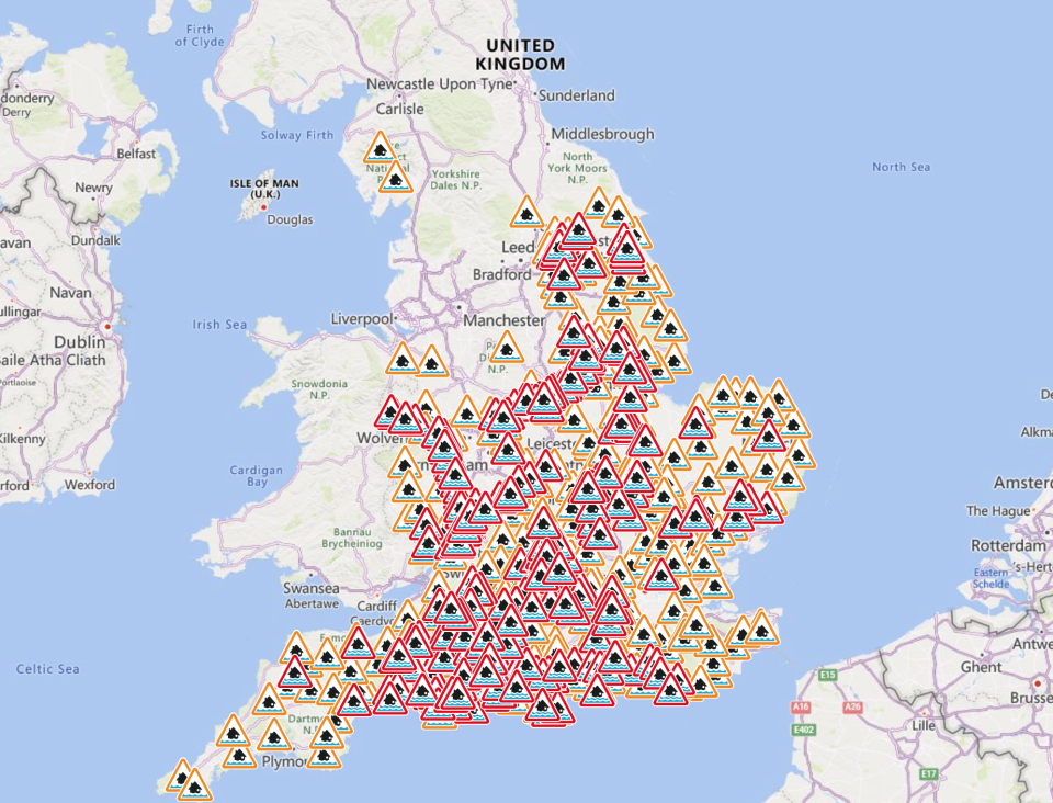 Hundreds of flood warnings are in place across the country. (Gov.uk)