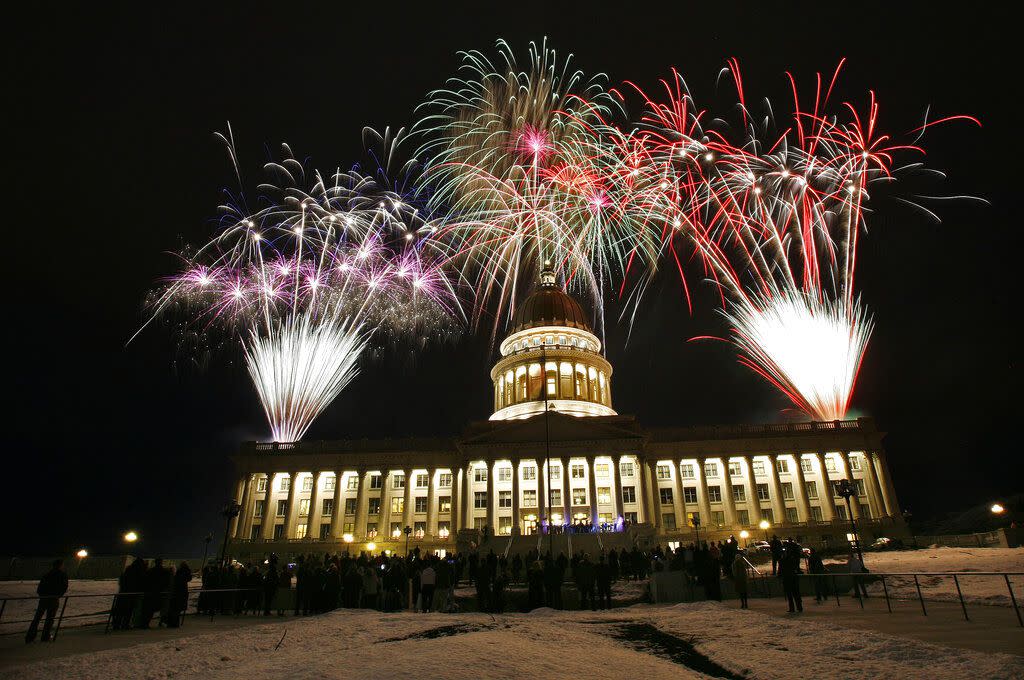 Fireworks over the State Capitol after the rededication ceremony of the State Capitol on Friday, Jan. 4, 2008, in Salt Lake City.
