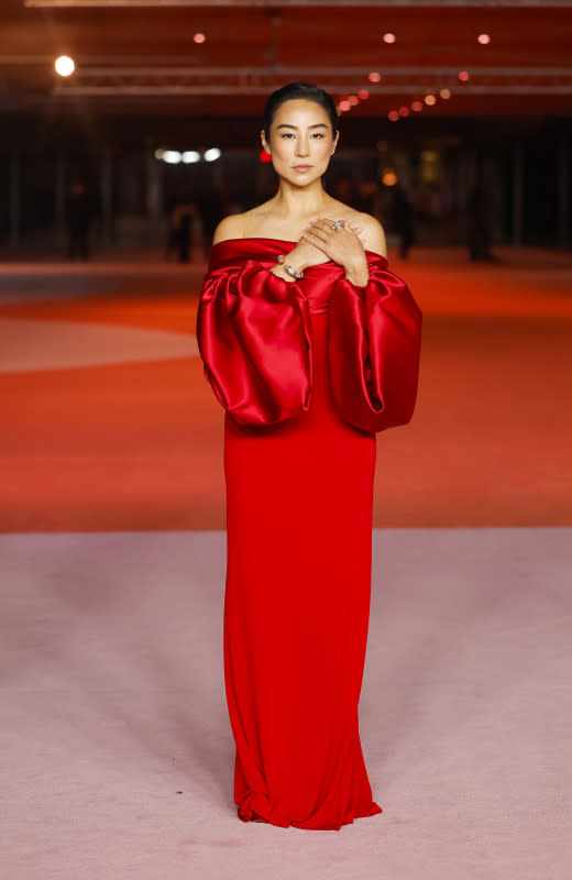 <p>Greta Lee wearing Loewe at the Academy Museum of Motion Pictures 3rd annual Gala in Los Angeles.</p><p>Photo: Emma McIntyre/Getty Images for Academy Museum of Motion Pictures</p>