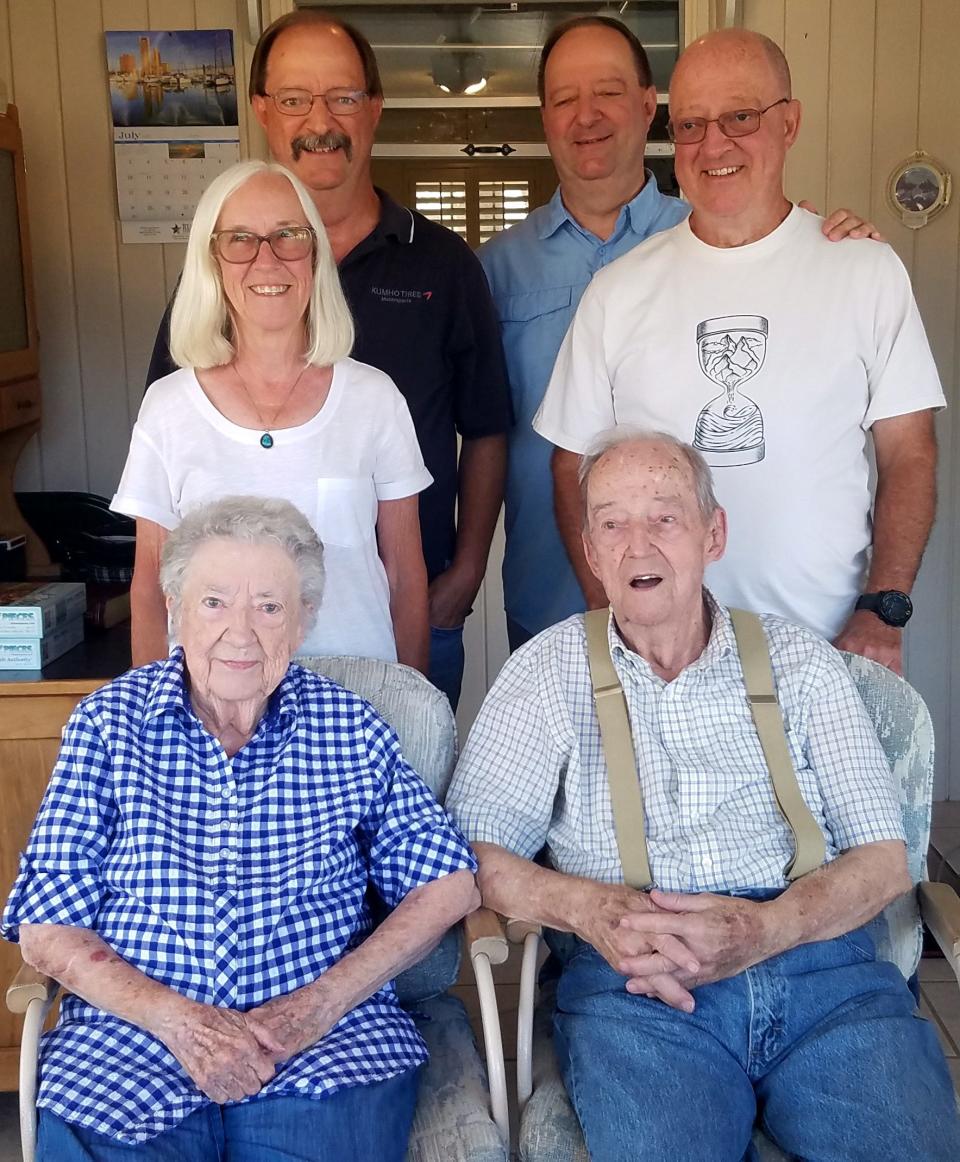 Willadean and Bill Brock with their children July 5, 2022. At the back is Keith and his twin Kenneth, while in front is their daughter Marsha and other son Gregory.